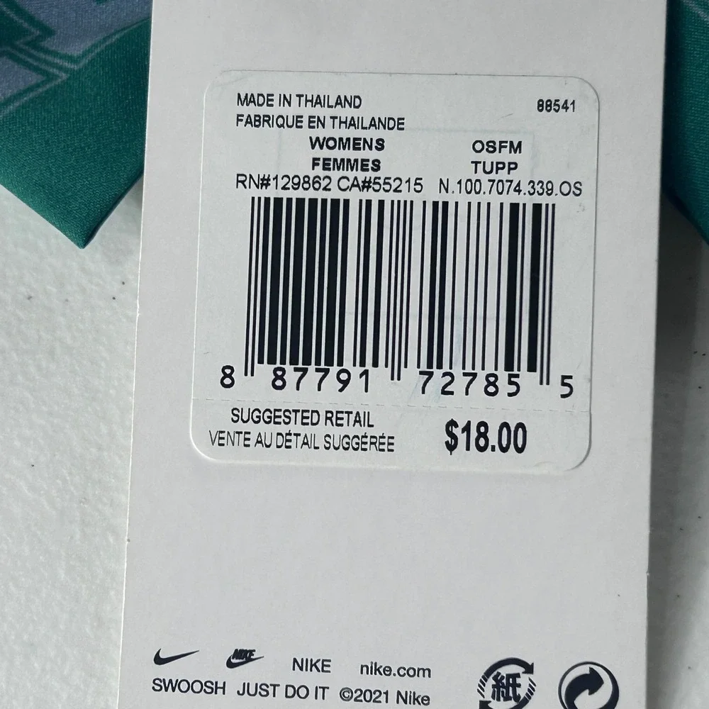 Nike Team Bow Scrunchie Womens Green Lavender Athletic‎ Hair Accessory NEW